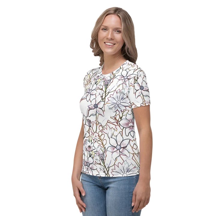 Line art White and Brown/Gray Floral/All-Over Print Scrunchie by Sublicolor product image (1)