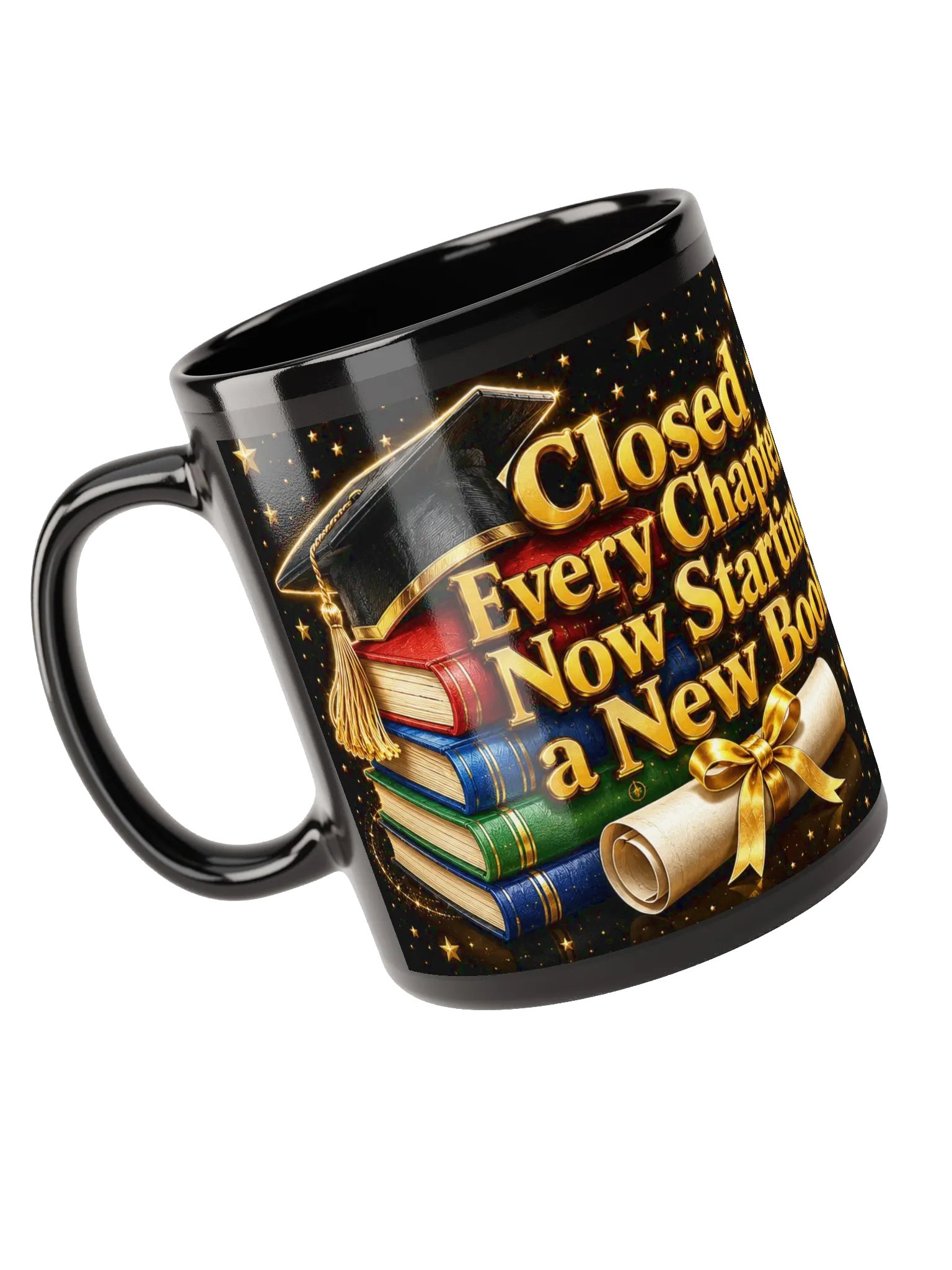 Closed Every Chapter — Black Glossy Graduation Mug product image (5)