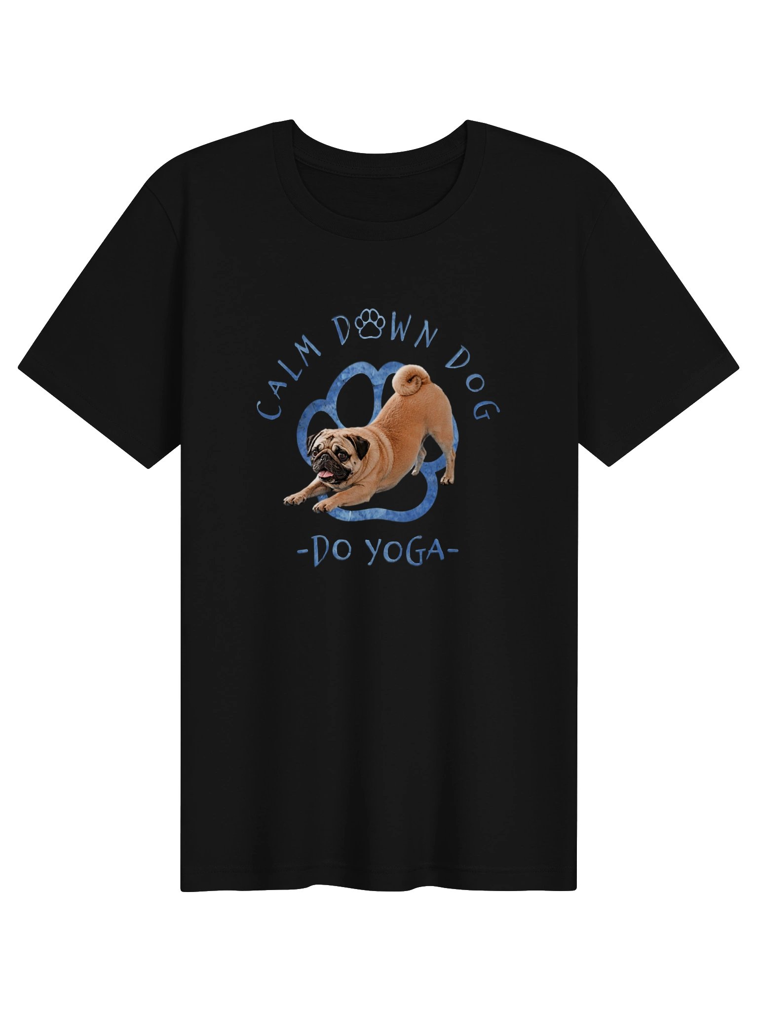 Calm Down Dog Yoga Pug Tee product image (41)