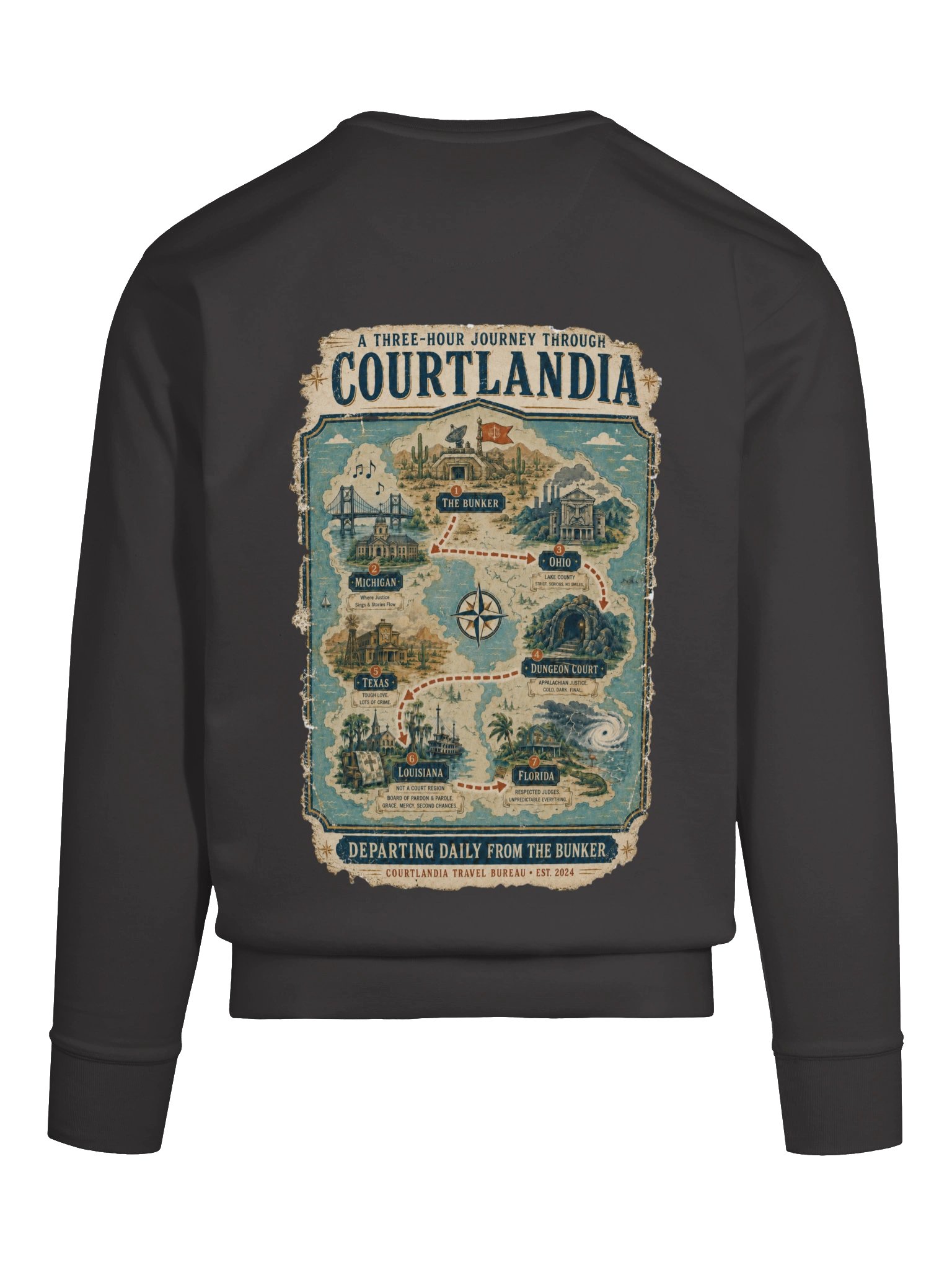 Courtlandia Travel Bureau Vintage Tourist Map Sweatshirt product image (63)