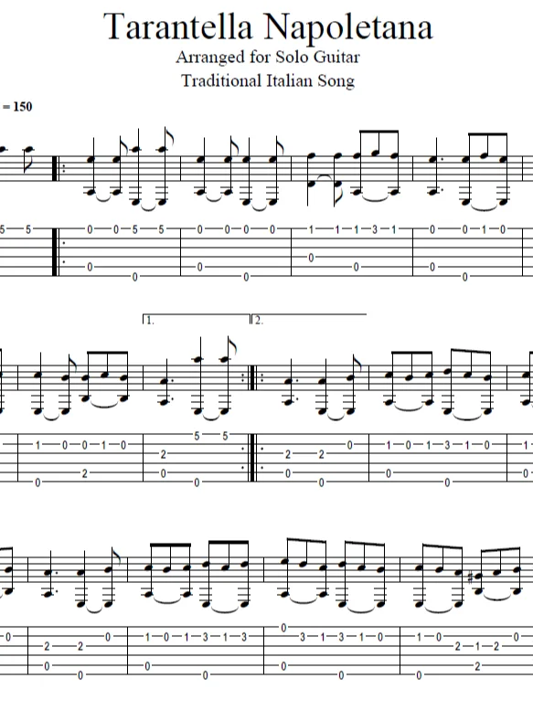 Tarantella Napoletana For Solo Guitar product image (1)