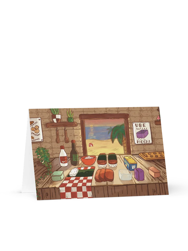 Spam Musubi Kitchen Scene Art Print Greeting Card product image (1)