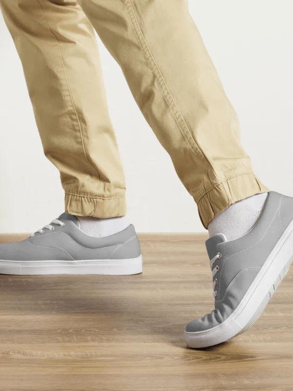 Sleek Gray Lace-Up Canvas Shoes product image (1)