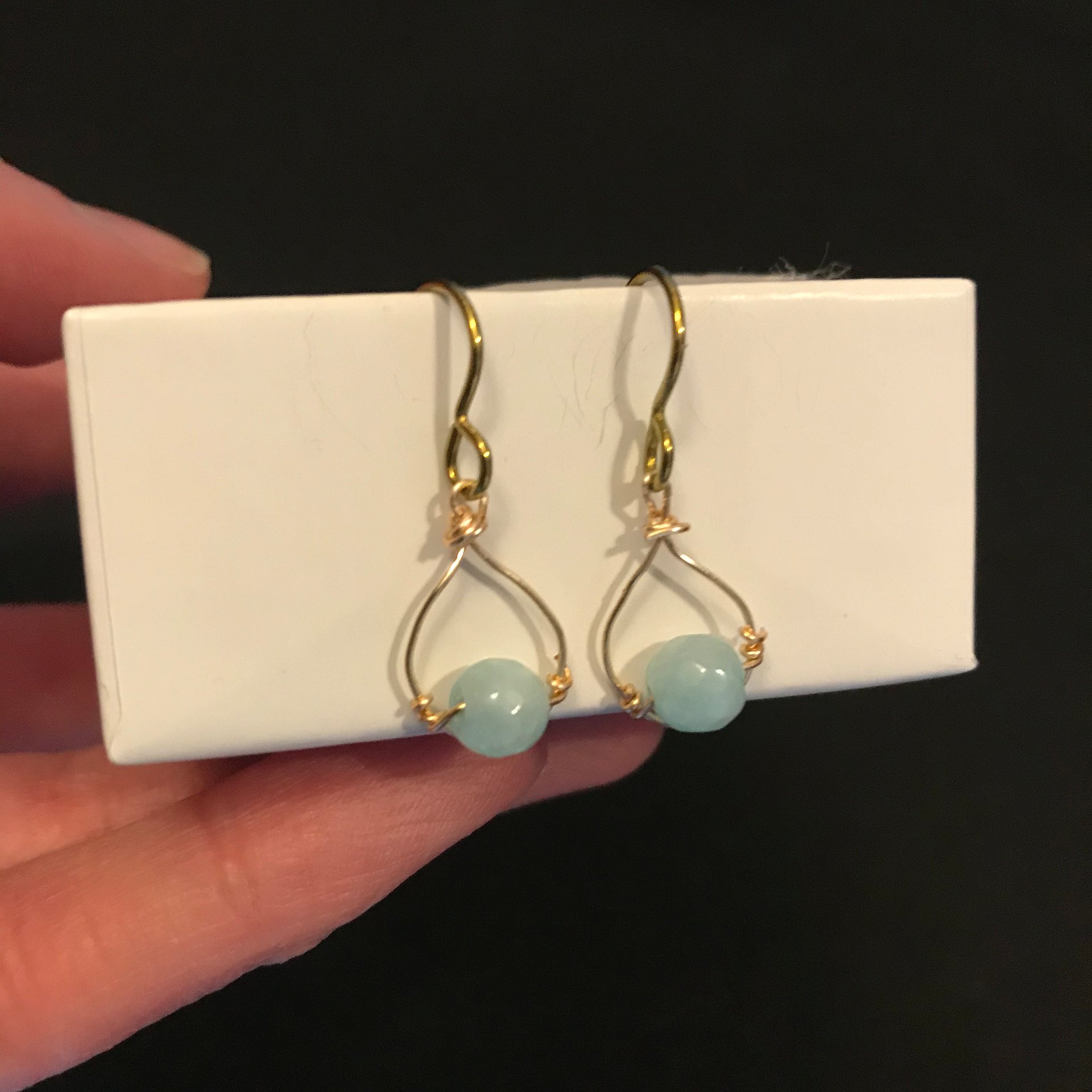 Tiny Blue Aventurine Oval Drop Earrings product image (3)