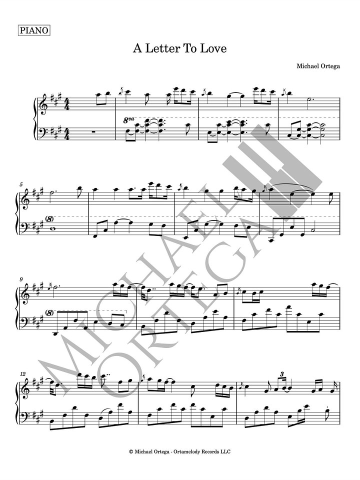 A Letter To Love (Piano Score) product image (1)