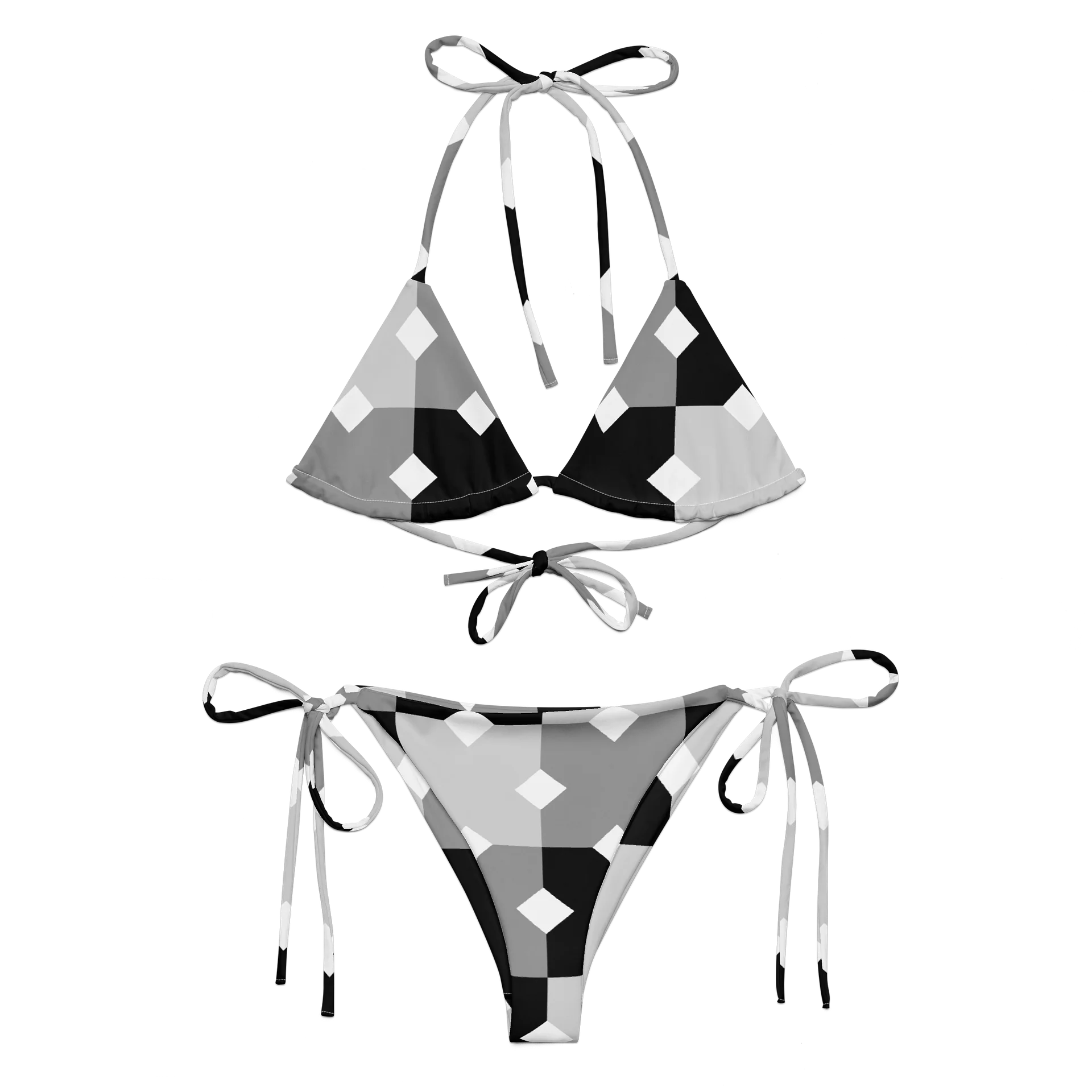 His House String Bikini Set - Monochrome Mosaic product image (9)