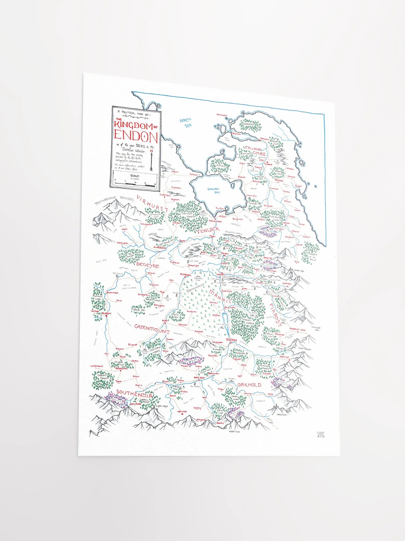 "The Kingdom of Endon" | Printed Map product image (5)