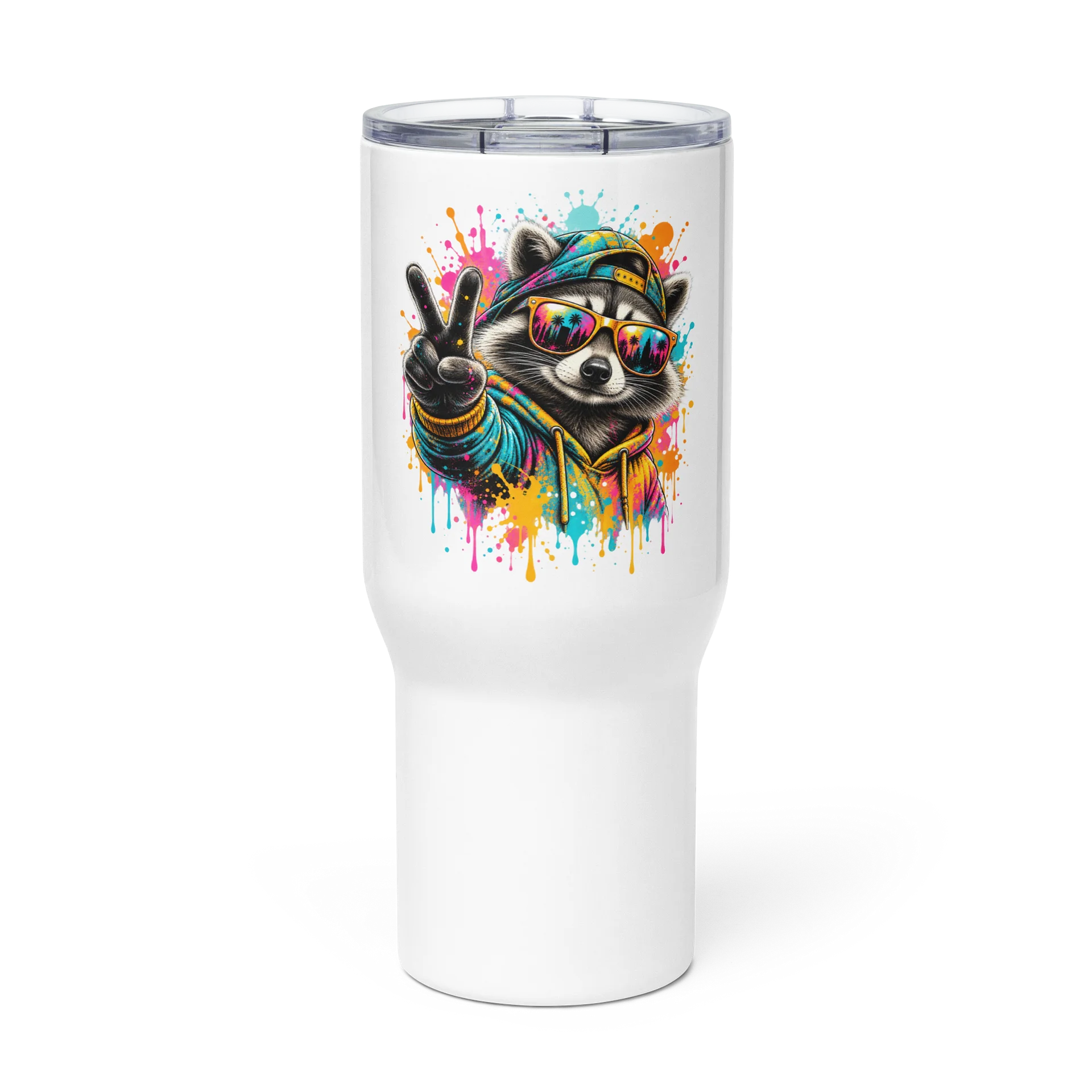 Good Vibes Only – Neon Raccoon Travel Mug product image (3)
