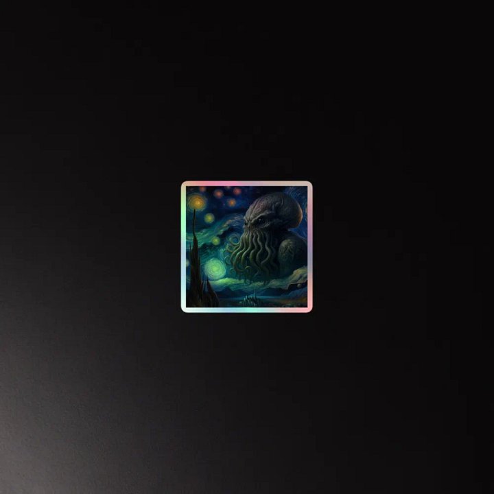 Starry Nights with Realistic Cthulhu Holo Sticker product image (4)