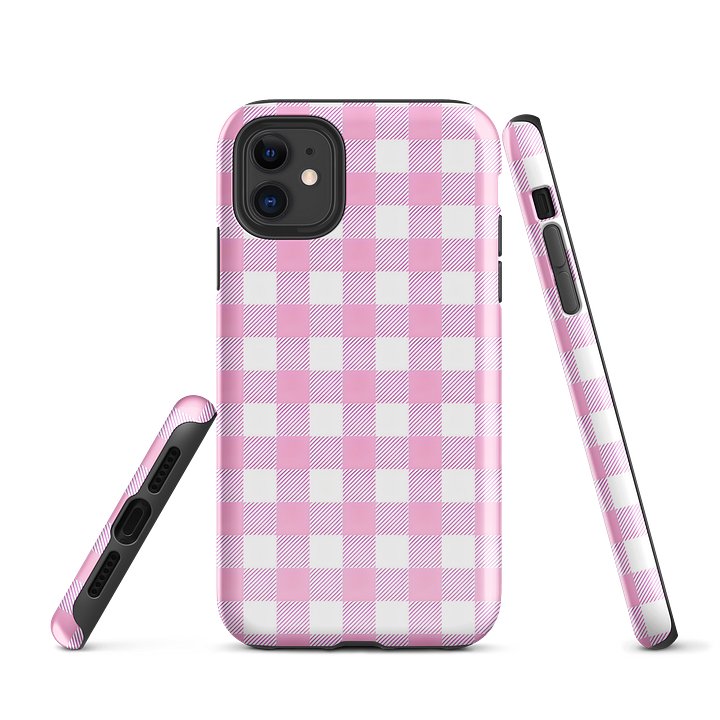 pink gingham i phone case product image (1)