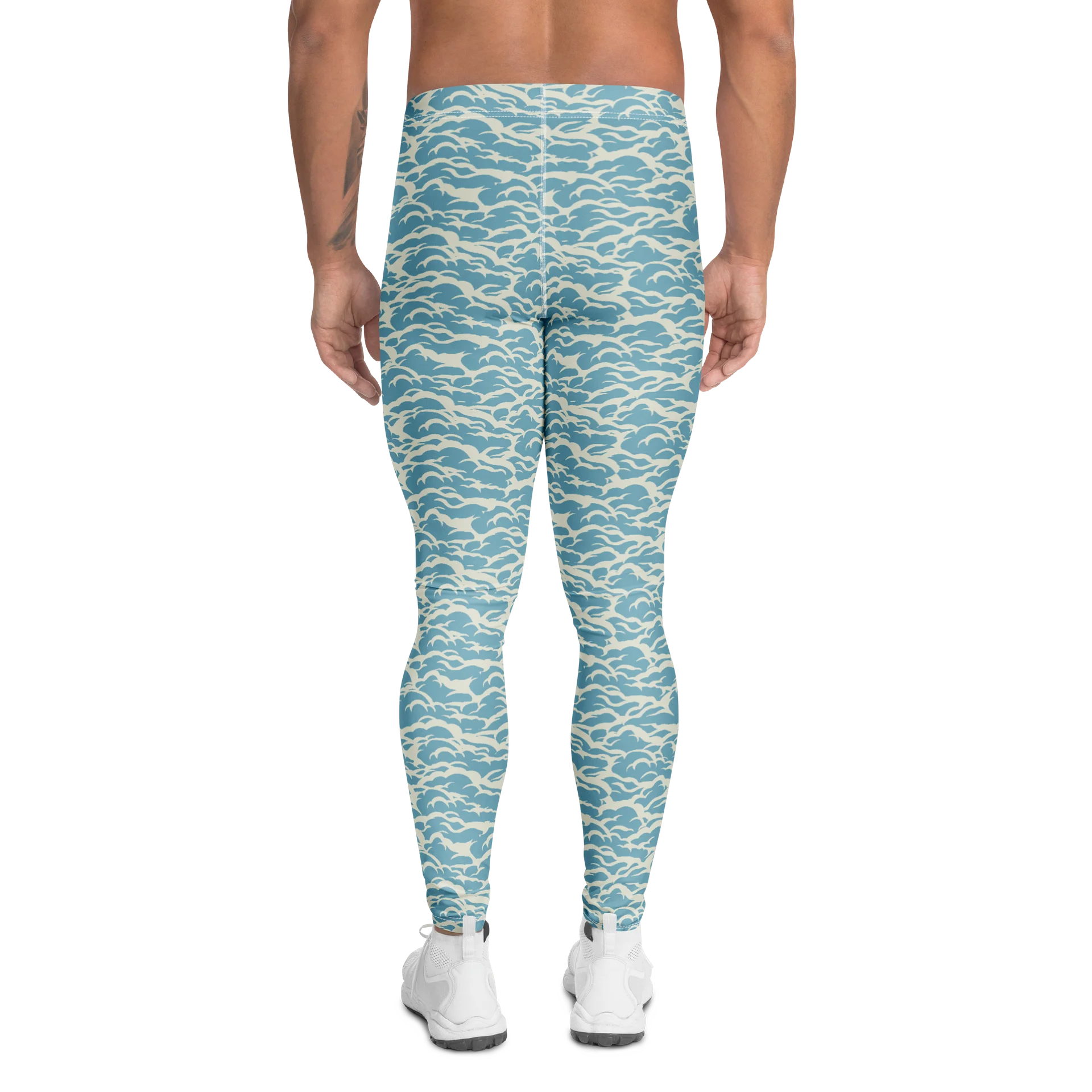 Comfortable Men’s Leggings in Blue Sea Waves product image (2)