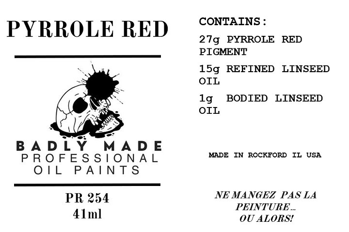 BADLY MADE PROFESSIONAL OIL PAINT PYRROLE SCARLET PR 255 product image (2)