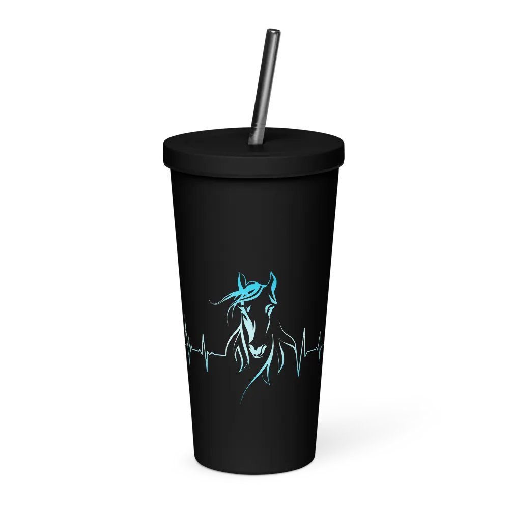 Horse Heartbeat Insulated Tumbler with a Straw product image (3)