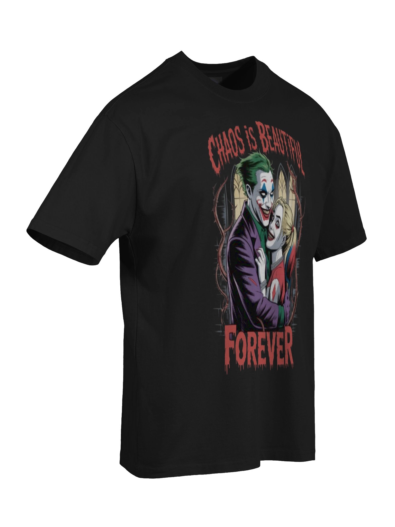 Joker & Harley Quinn 'Chaos is Beautiful Forever' Oversized Faded T-Shirt product image (8)