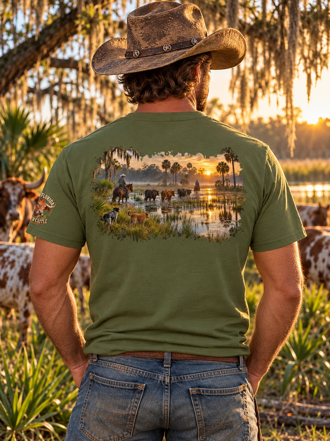 Florida Cracker Cattle T-Shirt | Old Florida Ranch Tee | BROKEN BODY™ product image (2)