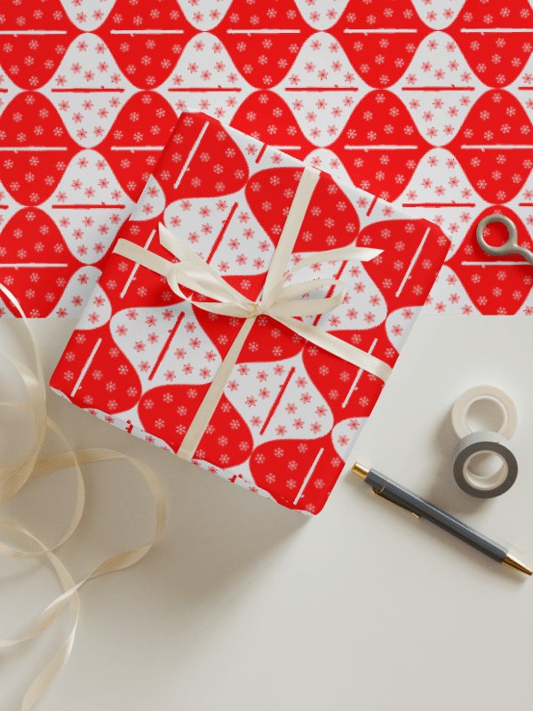 Flutes and Snowflakes - Piccolo - Red Gift Wrap Paper Sheets product image (5)