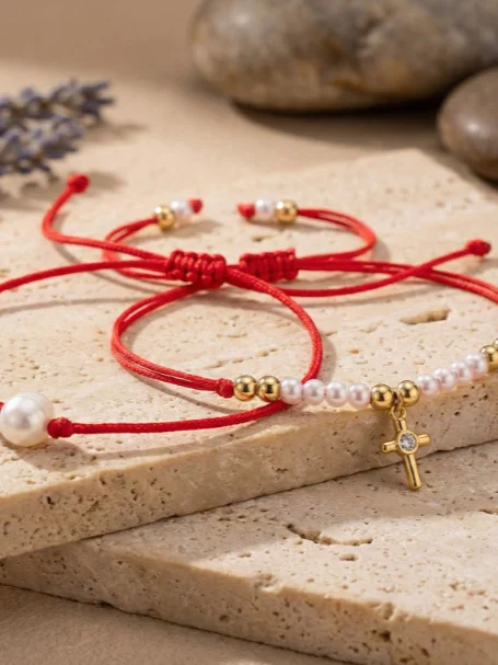 Bracelet Croix & Perles - Acier Inoxydable product image (3)
