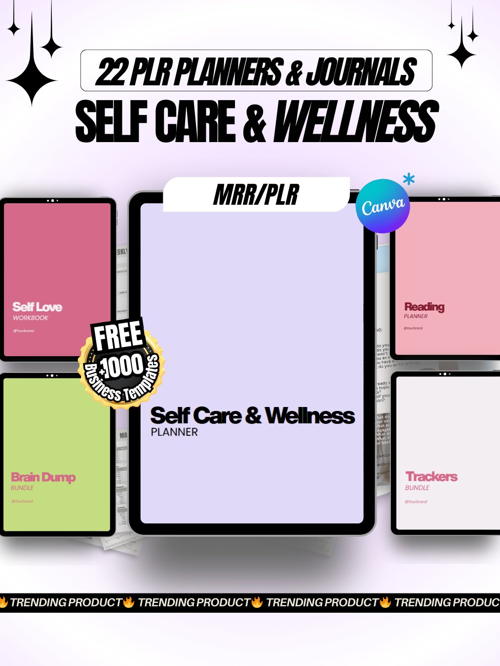 22 Self Care & Wellness Digital Planners Bundle | MRR PLR Bundle product image (1)