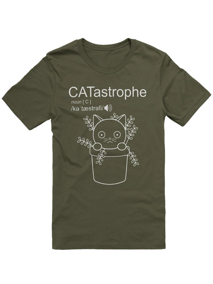 CATastrophe (Cat in Plant Pot - White Print) - Unisex Adult Super Soft Lightweight T-shirt product image (1)