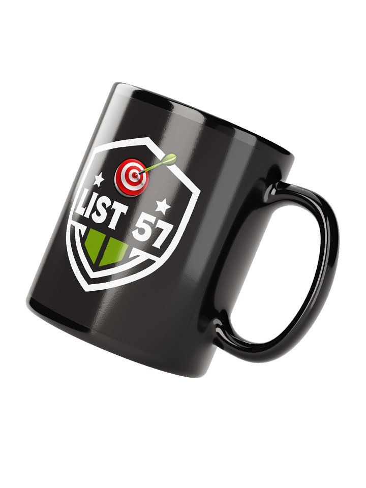 List 57 Black Mug Green Shield Target Design Sports Number Graphic Printed Ceramic Coffee Cup Unisex Drinkware Bold Modern Kitchen Use product image (2)