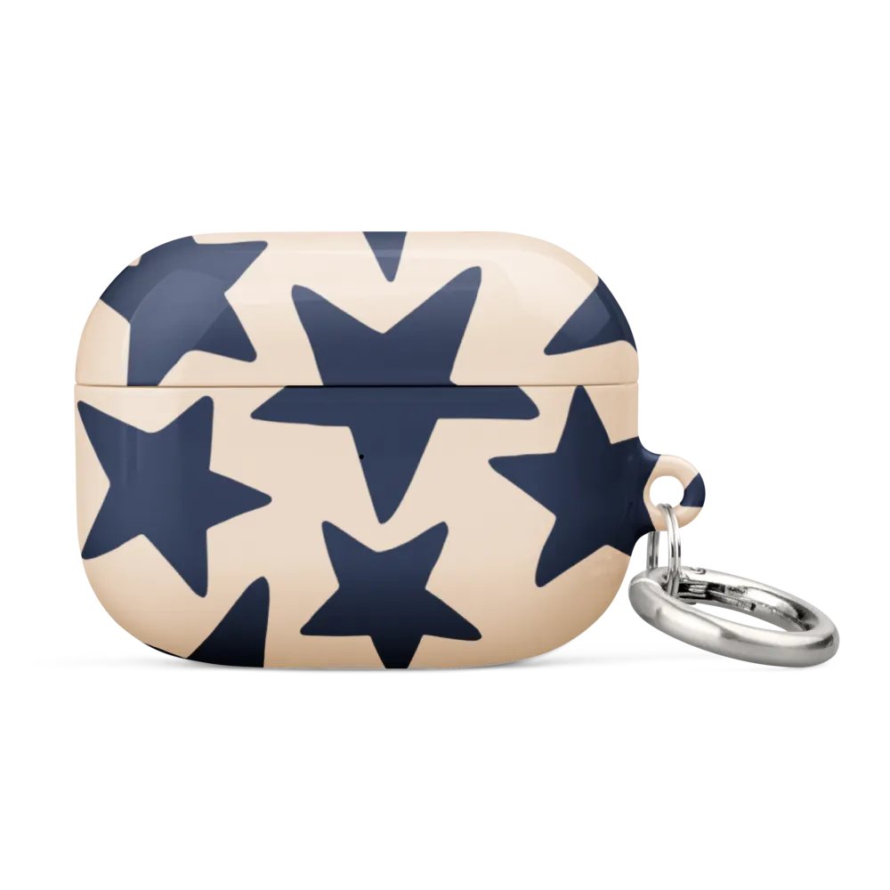 Navy & Light Beige Big Ol' Stars Airpods Case product image (4)