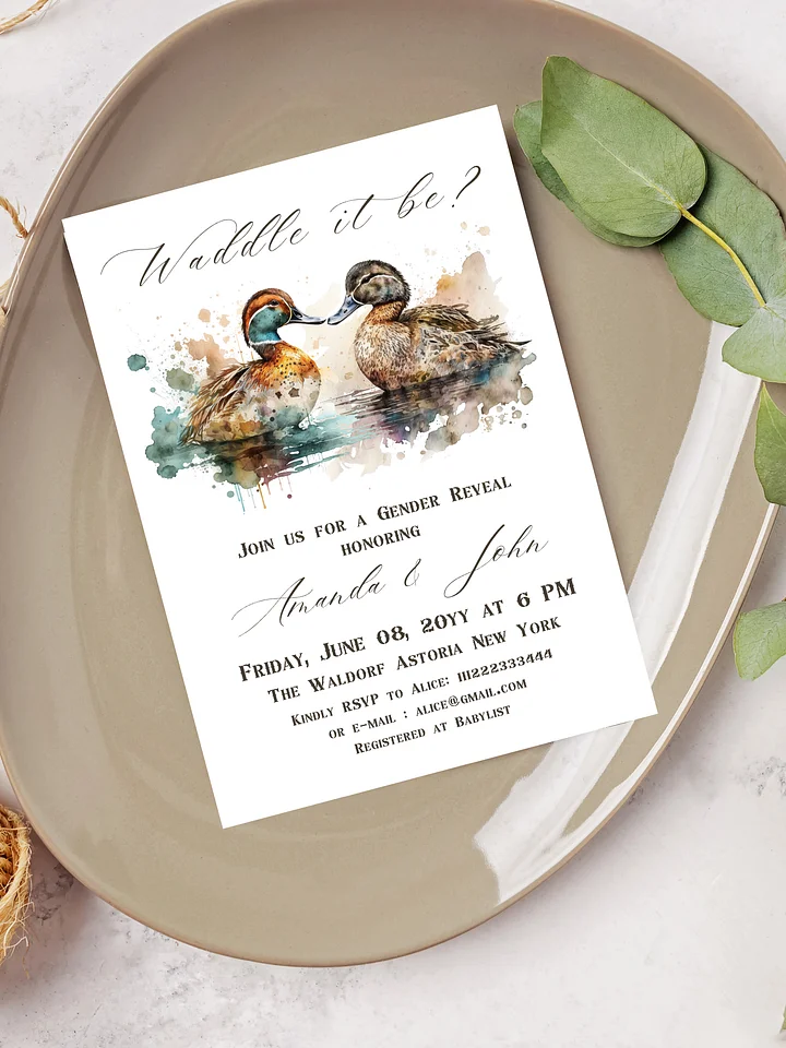 Waddle it Be Mallard Duck Gender Reveal Invitation product image (1)