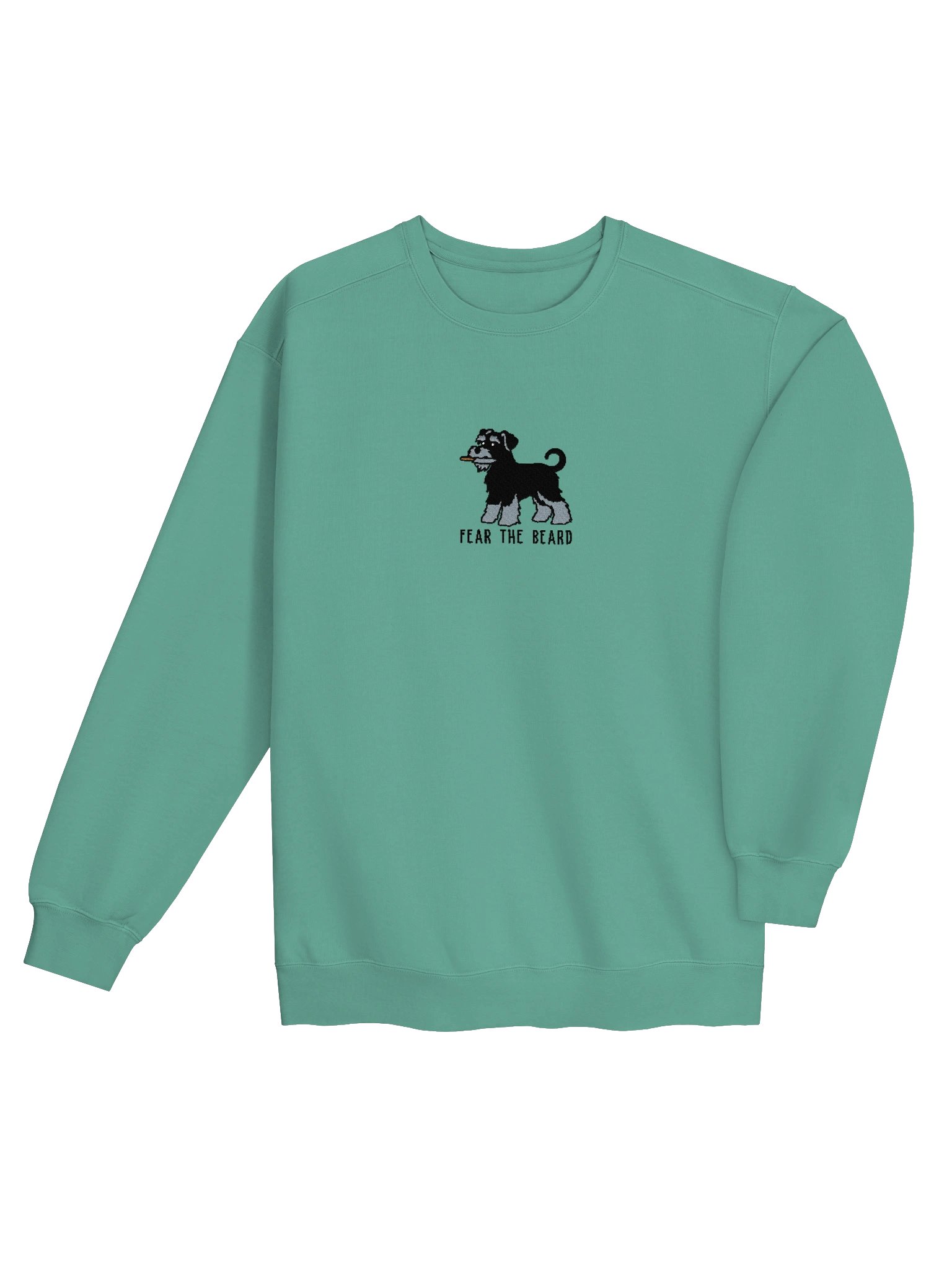 Fear the Beard Funny Chibi-Style Embroidered Premium Sweatshirt for Schnauzer(Black & Silver) Owners product image (28)