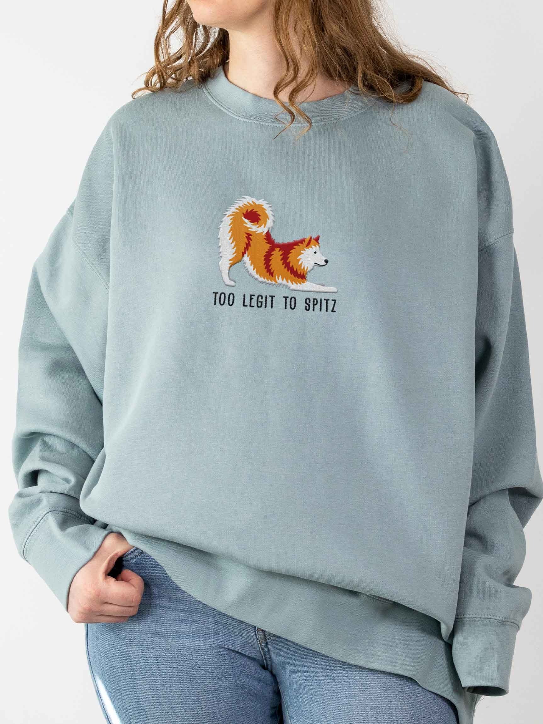 Too Legit to Spitz Sweatshirt (Embroidered) of a Finnish Spitz(Gold) product image (2)