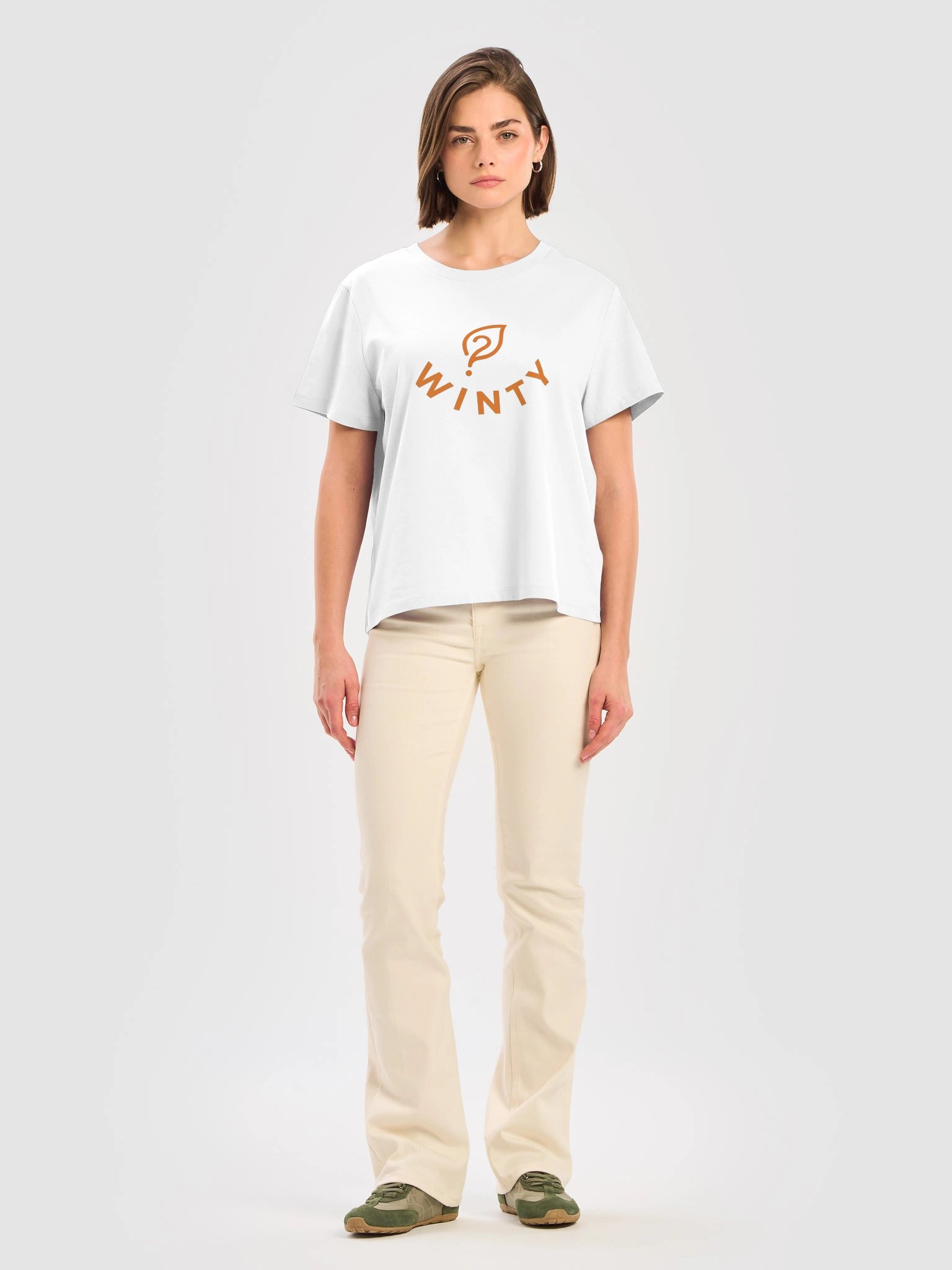 WINTY Women's Organic Ribbed Neck T-Shirt (White) product image (5)