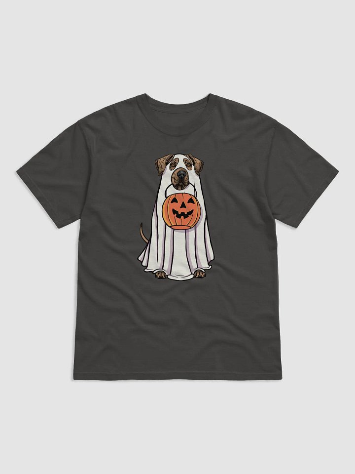 Funny Halloween Rhodesian Ridgeback(Wheaten) T-Shirt | Funny Dog Wearing a Ghost Costume and Holding a Pumpkin Basket product image (1)