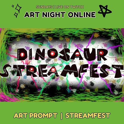 It's Sunday so we play #tunes and make #art! Join us on #Twitch NOW! Today your prompt is #Streamfest! Art by the amazing Doc...