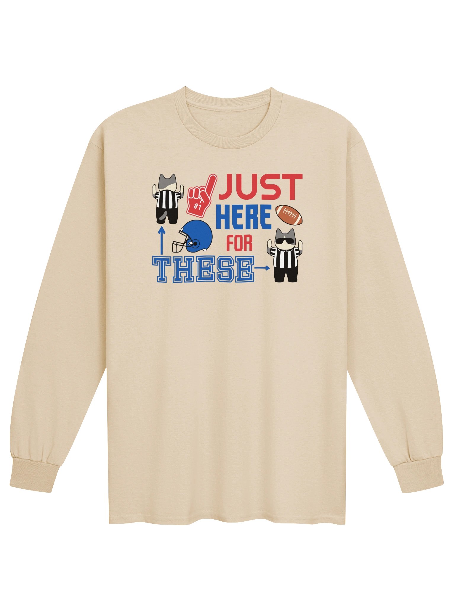 American Football Cat (JUST HERE FOR THESE - touchdown signals) - Unisex Adult Long Sleeve T-shirt product image (1)