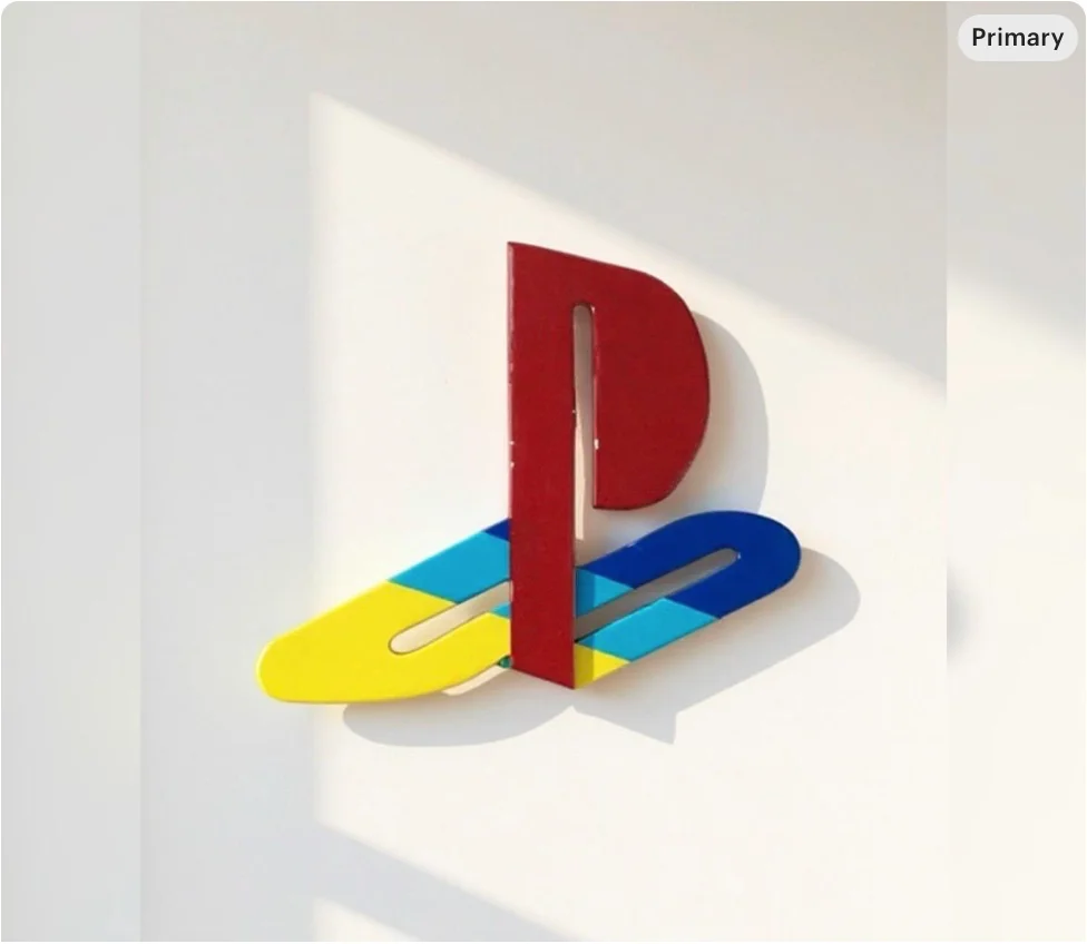 PlayStation Logo Wall Art | 1x1 ft Resin & Wood Gamer Decor | Handcrafted PS Logo Art | Modern Gaming Room Wall Piece product image (1)