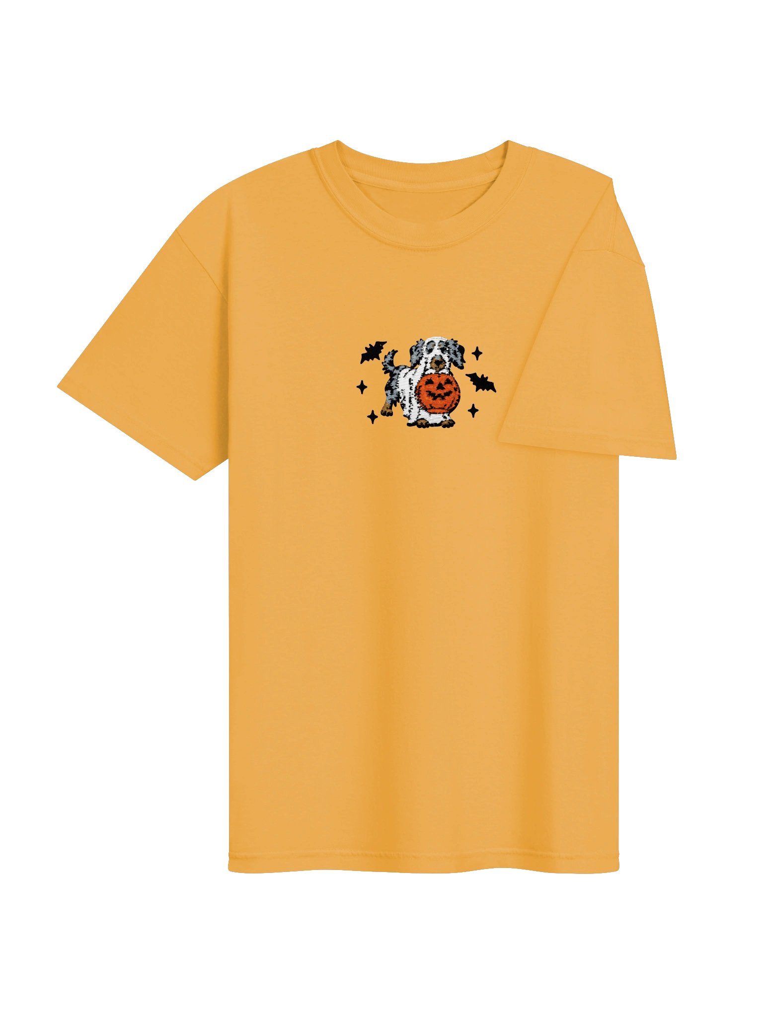 Halloween Longhaired Dachshund(Dapple) Embroidered T-Shirt product image (36)