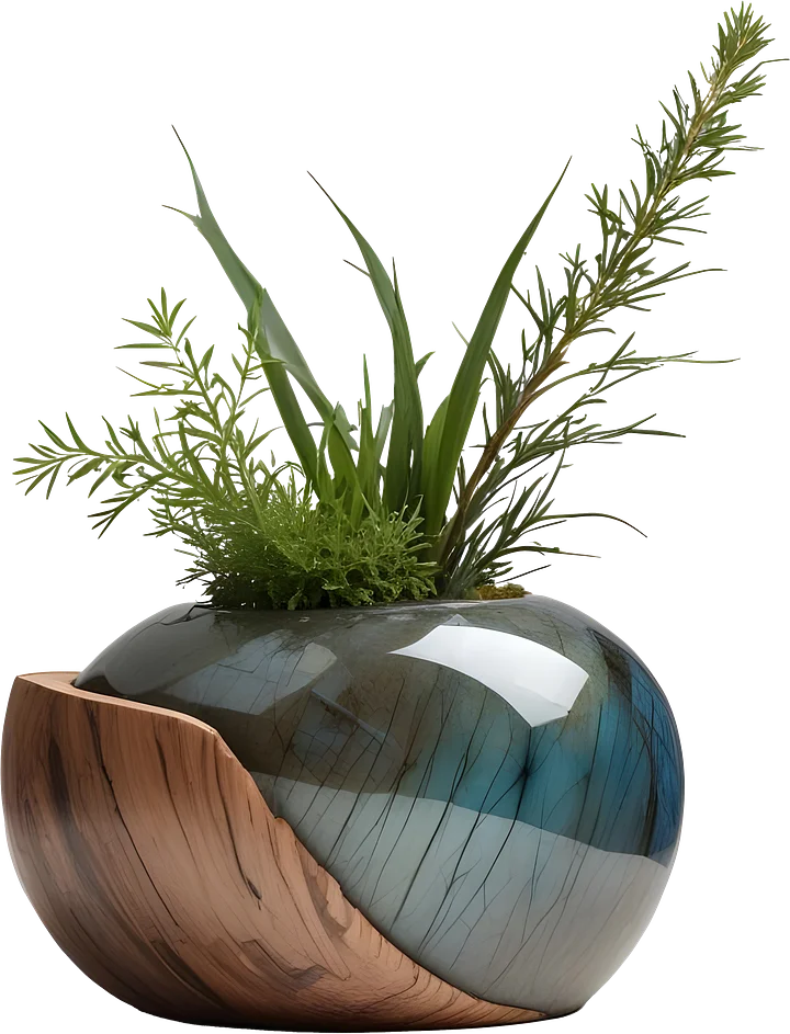 Celestial Grace – Vase Labradorite with Wood Accent product image (1)