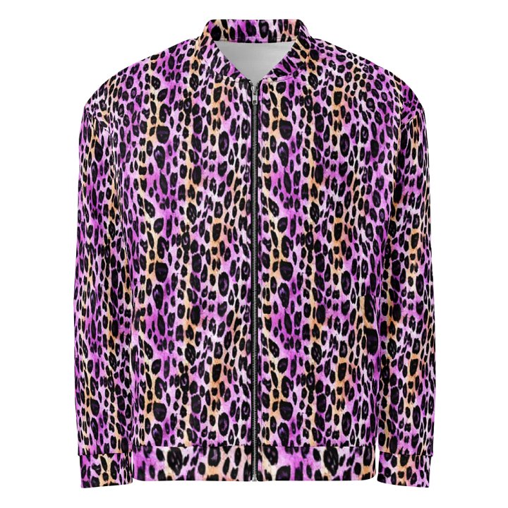 Purple Beige Leopard Bomber Jacket product image (1)