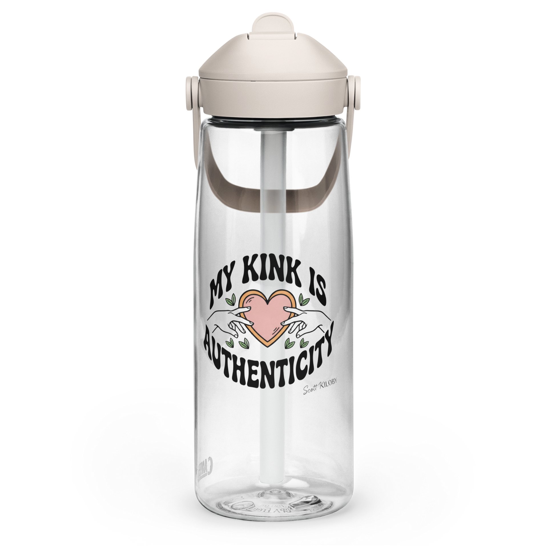 “My Kink Is Authenticity” Clear Flip Straw Water Bottle product image (3)