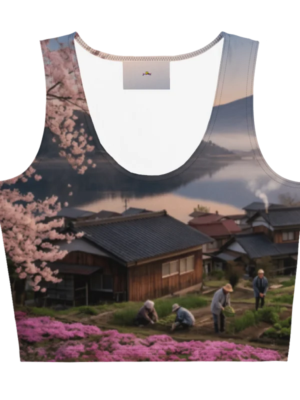 Mount Fuji Village Pink Moss Women’s Crop Top T-Shirt product image (1)