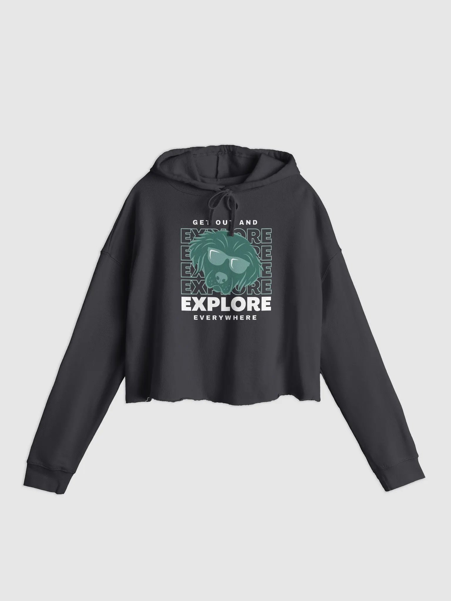 Seconds to Go Exploration Crop Hoodie White and Green Graphic product image (1)