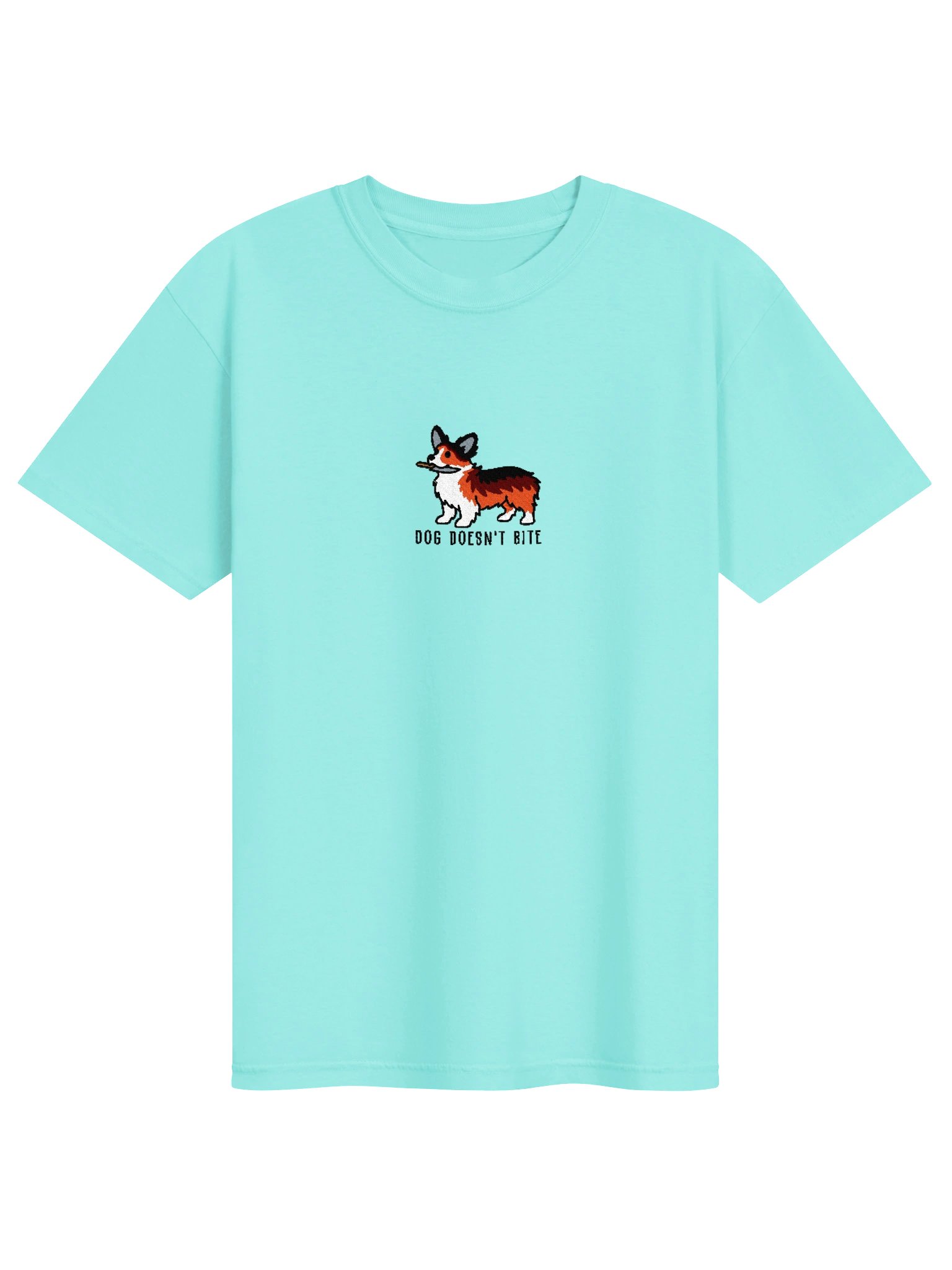 Dog Doesn't Bite Funny Chibi-Style Embroidered T-Shirt for Pembroke Welsh Corgi(Sable) Owners product image (91)