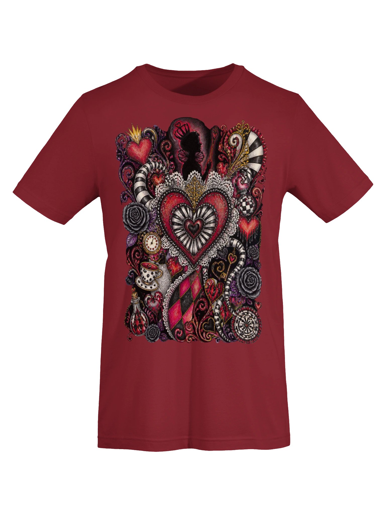 Queen of Hearts Wonderland Collage Shirt, Whimsigoth Dark Alice Graphic product image (48)