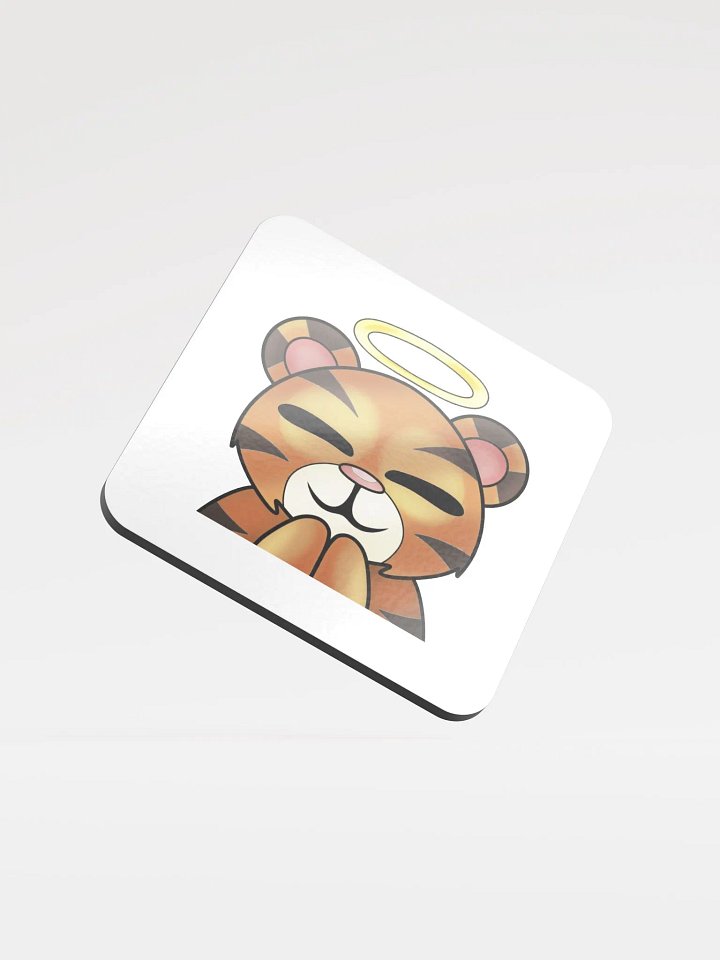 TheMafiaQueen Pray Tiger Glossed Cork Coaster product image (1)