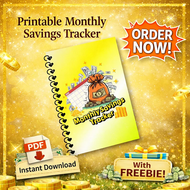 Printable Monthly Savings Tracker | Instant Digital Download + Freebies product image (1)