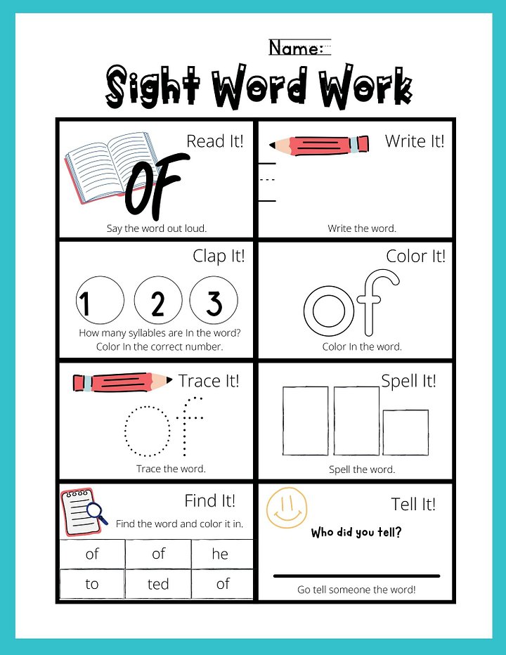 Sight Word Worksheets for Preschool & Kindergarten - Printable Tracing & Matching Activities product image (2)