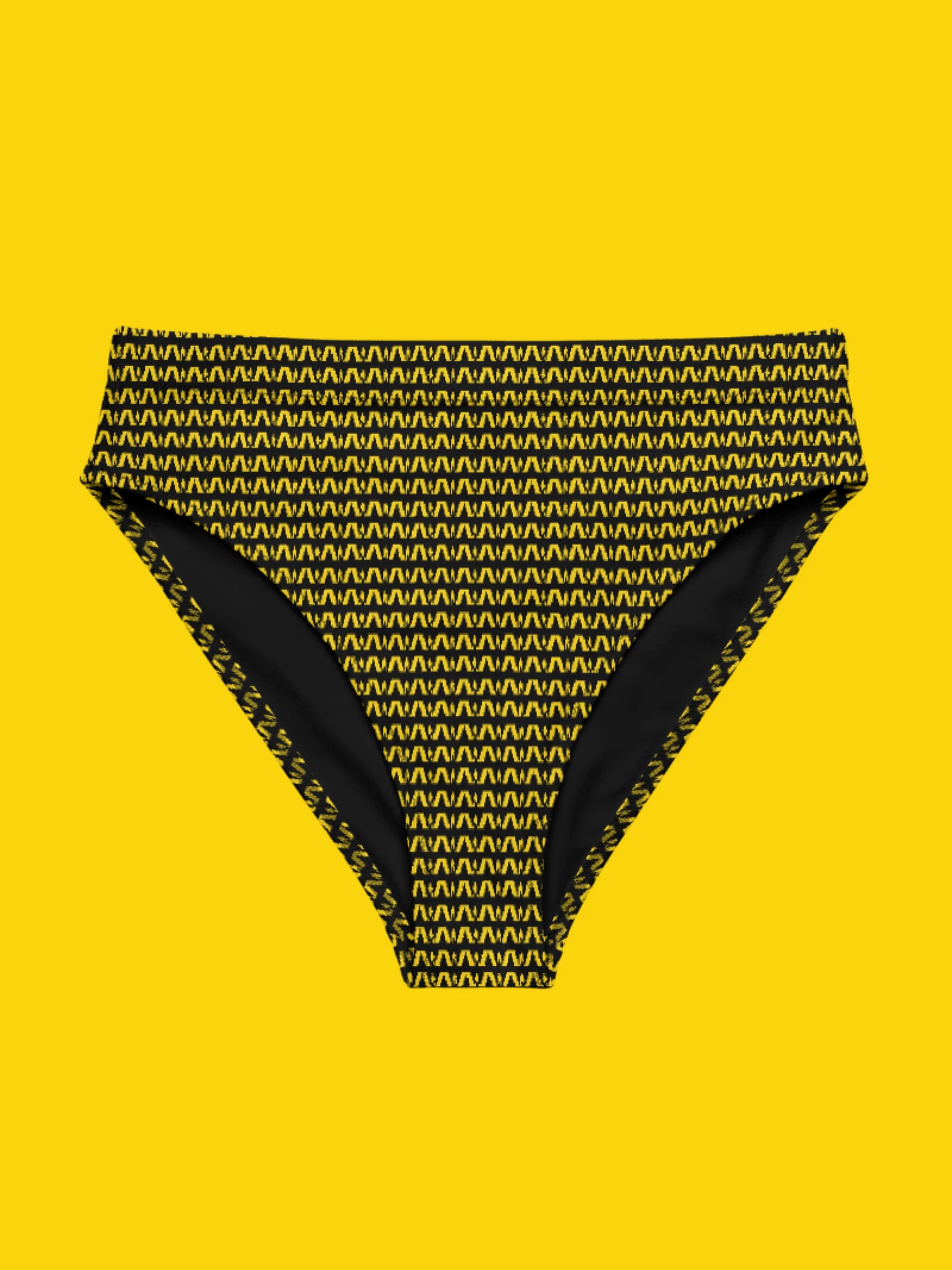 All-Over Print Recycled High Waisted Bikini Bottom, Black | WIL Style product image (5)
