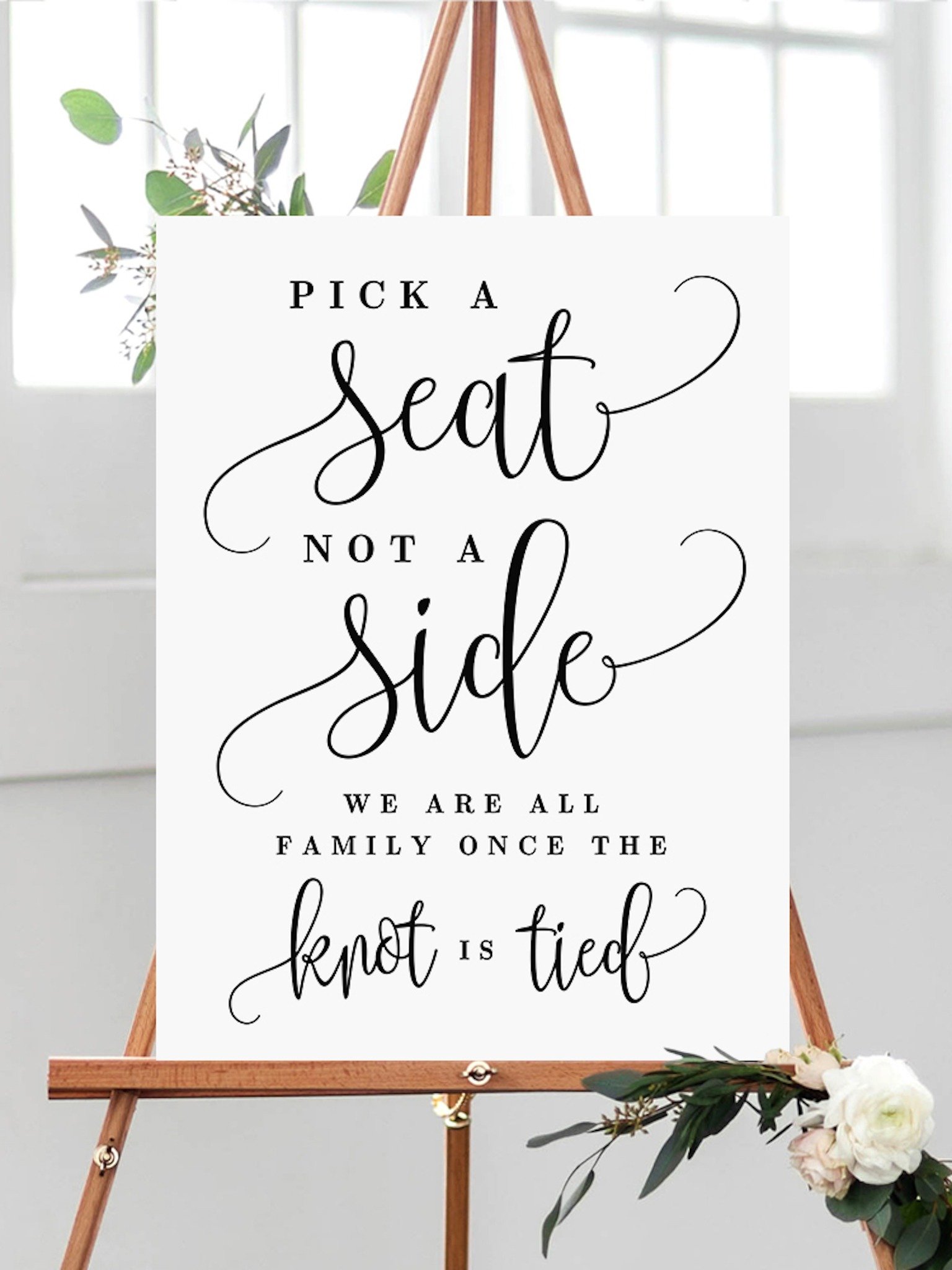 Lovely Calligraphy Pick A Seat Not A Side Wedding Sign Canva Template LCC product image (2)