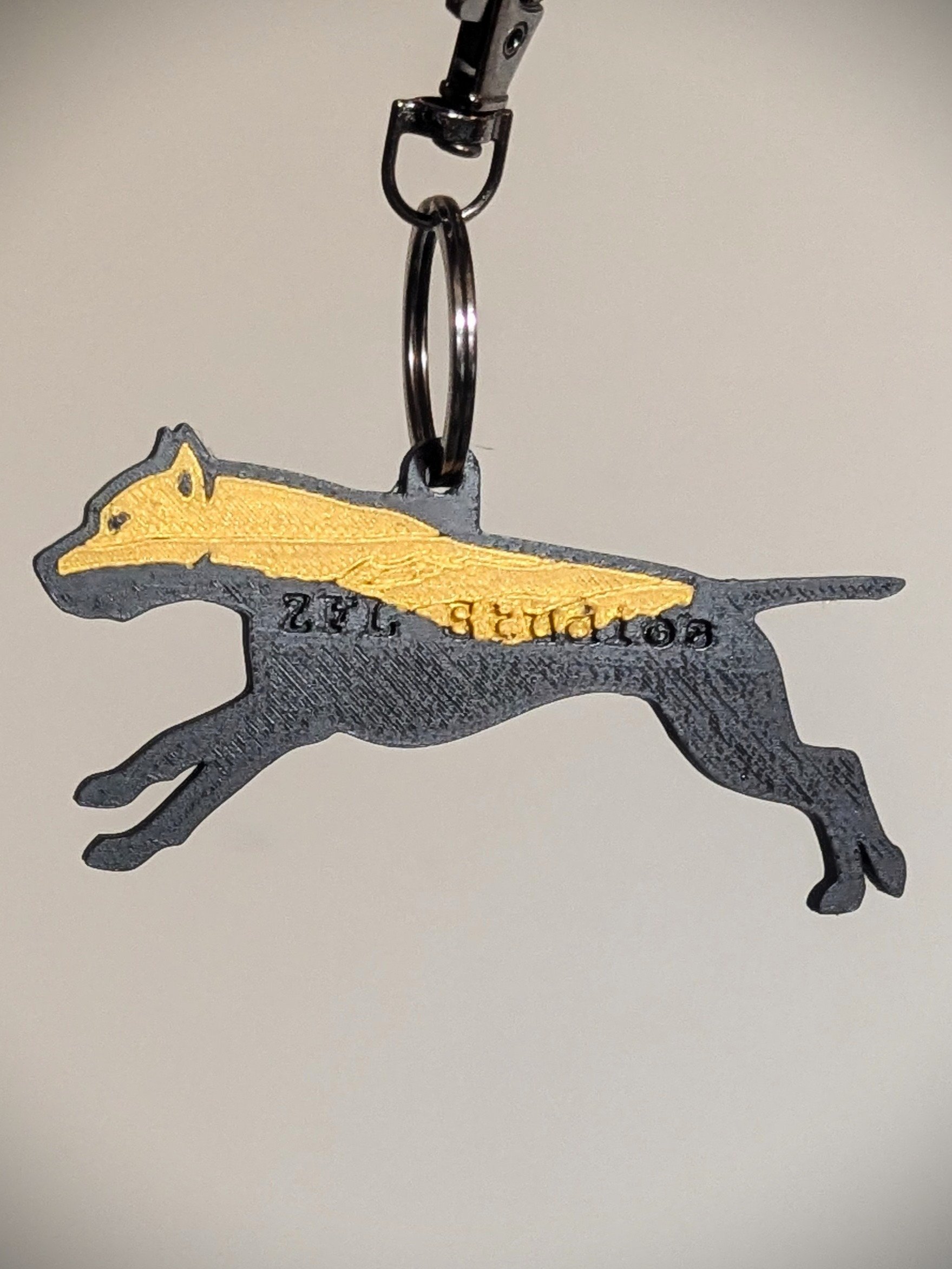 American Pit Bull Terrier Keychain - Black and Gold Sunny Key Fob product image (1)