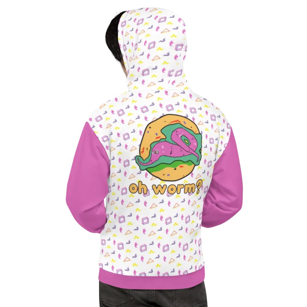 Oh Worm pink & white eco hoodie product image (5)