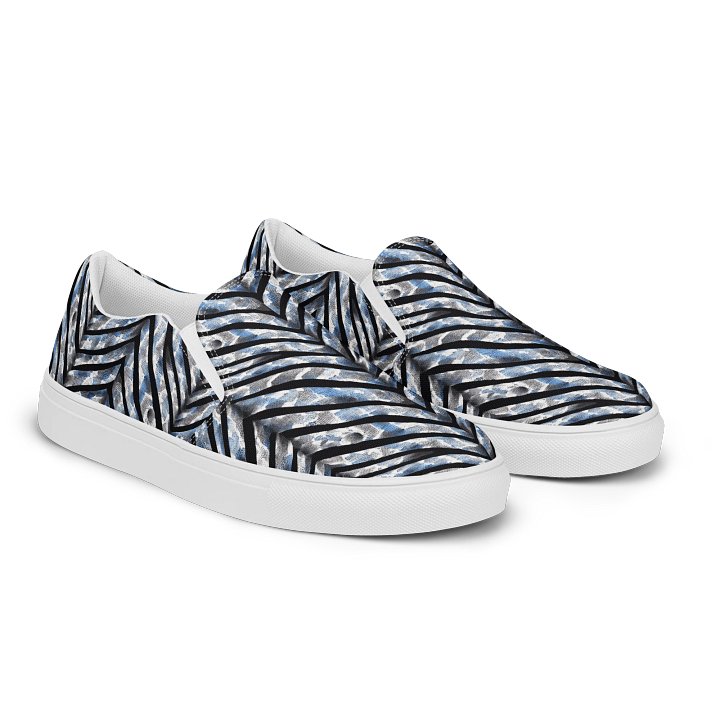 Blue Grey Snake Skin Canvas Shoes product image (2)