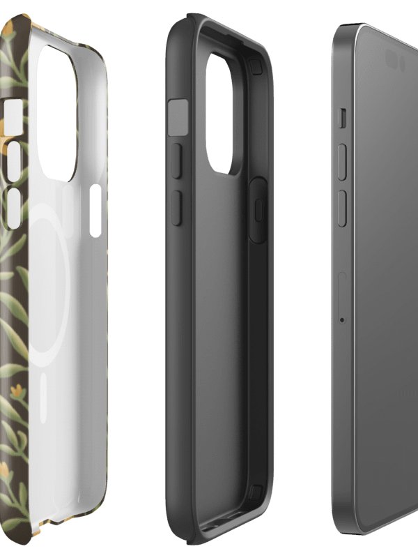 Golden field MagSafe® tough case for iPhone. Elegant floral design on dark background product image (13)